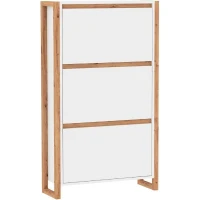 Meuble a chaussures - DENVER 49A - Blanc / Chene - 70 x 25 x 125 cm(m-1)