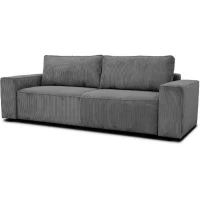 Canapé convertible 3 places JOSH - Velours côtelé Anthracite - Coffre de rangement - L 197 x P 117 x H 65 cm(m-4)