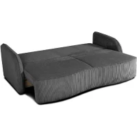 Canapé convertible 3 places - BARI - Velours cotelé - Anthracite - Coffre de rangement - 215 x 89 x 100 cm(m-4)
