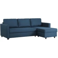 Canapé d'angle convertible réversible 3 places CATS - Tissu bleu - L 222 x P 150 x H 86 cm(m-2)