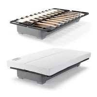 COMFORT BULTEX Banquette clic clac - Tissu Gris + Coussins déco rose - L193 x P95 cm(m-6)