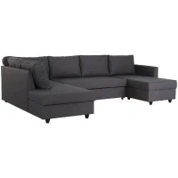 Canapé d'angle panoramique convertible Cats - Tissu gris - L 292 x P 187 x H 86 cm - Fabriqué en Ukraine(m-2)