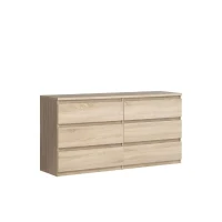 Commode CHELSEA 6 Tiroirs - Couleur chene - L 154 x P 42,2 x H 79,9 cm(m-1)