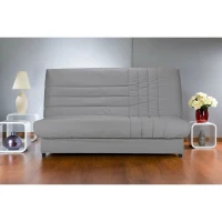 COMFORT BULTEX Banquette clic-clac 3 places - Tissu gris - Made in France - L 192 x P 95 cm - BEIJA(m-2)