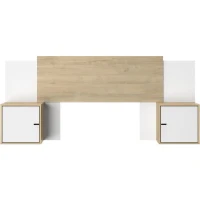 Tete de lit - ALIX - Extensible - Châtaignier naturel / Blanc - 246/226/206 x 34 x 91 cm - DIAGONE(m-4)
