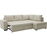 Canapé d'angle convertible réversible NIRVANA 4 a 5 places - Tissu velours côtelé perle - Coffre de rangement - L247 x P 183 x H 87(m-5)