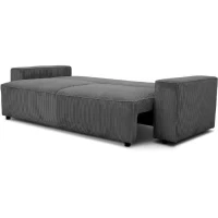 Canapé convertible 3 places JOSH - Velours côtelé Anthracite - Coffre de rangement - L 197 x P 117 x H 65 cm(m-3)
