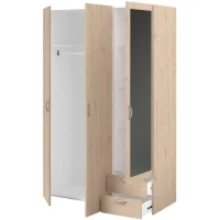 Armoire VARIA - Décor chene - 3 portes - 2 tiroirs - Porte droite avec miroir - 120,3 x 185 x 51,7(m-6)