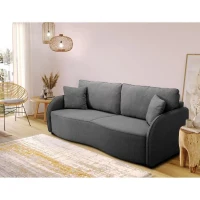 Canapé convertible BARI 3 places - Tissu anthracite - Coffre de rangement - L215 x H89 x P100 cm(m-2)