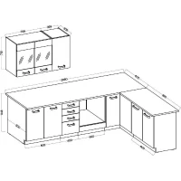 ATLAS Cuisine complete d'angle 8 éléments (reversible droit / gauche) - Décor blanc - L270 cm - Plan de travail non inclus(m-5)