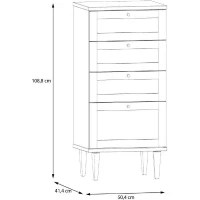Commode - CALASETTEA - 4 tiroirs - Décor Chene - 50,4 x 41,4 x 108,8 cm(m-6)