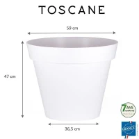 EDA Pot de fleur rond TOSCANE - 76 L - Ø 60 x H 47 cm - Blanc(m-2)