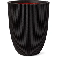 CAPI EUROPE Vase élégant bas GROOVE NL - 34x46 cm - Noir(m-1)