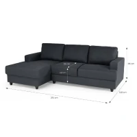 Canapé d'angle gauche 4 places Paul - Tissu gris anthracite - L 215 x P 140 cm - Fabriqué en Ukraine(m-4)