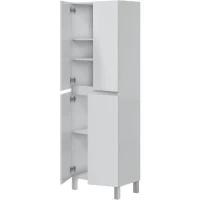 Meuble de salle de bain - double colonne - Blanc brillant - 4 portes - L60 x P35 x H182 cm - DESTAL(m-4)