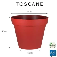 EDA Pot de fleur rond TOSCANE - 76 L - Ø 60 x H 47 cm - Rouge rubis(m-2)
