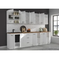 ATLAS Cuisine complete d'angle 8 éléments (reversible droit / gauche) - Décor blanc - L270 cm - Plan de travail non inclus(m-4)