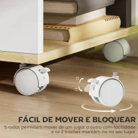 HOMCOM Móvel para TV com Rodas Armário para TV Flutuante com 2 Portas e 2 Prateleiras 120x40x38,5cm Branco e Madeira(m-6)