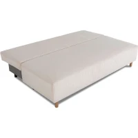 Canapé droit convertible 3 places GINO - Velours côtelé beige - Avec coffre - L 195 x H 89 x P 91 cm(m-4)