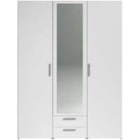 Armoire VARIA - Décor blanc - 3 portes  + 2 tiroirs + miroir - L 150 x H 200 x 51 cm(m-3)