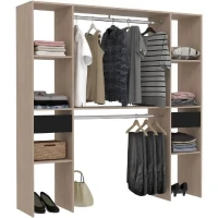 Kit dressing ARTIC EKIPA - Décor mélaminé chene jackson et noir - 2 penderies + 2 tiroirs - L176 x P40 x H180 cm -Fabriqué en(m-1)