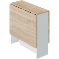 Table de cuisine rabattable FLY - Mélaminé blanc artik et chene - L 31/140 x P 77 x H 78 cm(m-4)