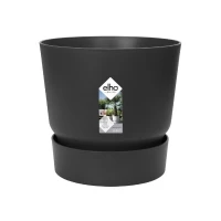 ELHO Pot de fleurs rond Greenville 40 - Extérieur - Ø 39 x H 36,8 cm - Vivre noir(m-2)