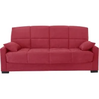 Clic clac 3 places MEGAN 14 - Tissu Soro rouge - Avec accoudoirs - Couchage 130x190 cm - L223 x P96 x H103 cm(m-1)