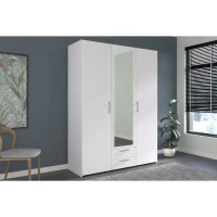 Armoire VARIA - Décor blanc - 3 portes  + 2 tiroirs + miroir - L 150 x H 200 x 51 cm(m-1)