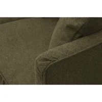 Canapé fixe 4 places CONSTANCE - Tissu vert - Pied en bois massif - L 212 x H 87 x P 93 cm(m-6)