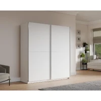 Armoire 2 portes coulissantes - Panneaux de particules - Blanc - L 170,3 x P 61,2 x H 190,5 cm - ULOS(m-3)