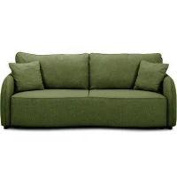 Canapé convertible BARI 3 places - Tissu olive - Coffre de rangement - L215 x H89 x P100 cm(m-3)