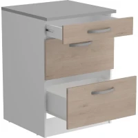 OSLO Meuble Bas 3 tiroirs + plan - Décor Chene Jackson - L 60 x P 60 x H 86 cm(m-2)