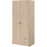 Armoire VARIA - Décor chene et blanc - 2 portes - 2 tiroirs - 80,7 x 185 x 51,3(m-3)