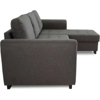 Canapé d'angle fixe réversible 4 places - Tissu Anthracite - L245 x P150 x H86 cm - HAMILTON - Fabriqué en Ukraine(m-4)