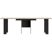 Table console extensible - DIAGONE - EXIT - Chene clair / Noir - Jusqu'a 14 couverts - 160/295 x 80 x 77 cm(m-5)