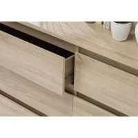Commode CHELSEA 6 Tiroirs - Couleur chene - L 154 x P 42,2 x H 79,9 cm(m-4)