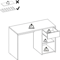 Bureau - BALI - Blanc - 1 tiroir / 1 porte - 110,3 x 50,2 x 74,2 cm(m-6)