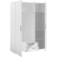 Armoire VARIA - Décor blanc - 3 portes  + 2 tiroirs + miroir - L 150 x H 200 x 51 cm(m-4)