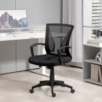 HOMCOM Bureaustoel met mesh rugleuning, in hoogte verstelbaar, tot 120 kg, Zwart(m-10)