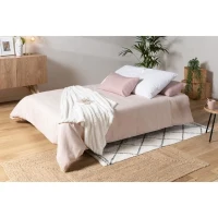 COMFORT BULTEX Banquette clic clac - Tissu Gris + Coussins déco rose - L193 x P95 cm(m-3)