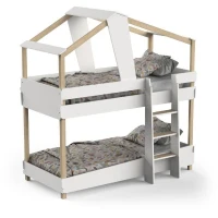 DEMEYERE Lits superposés TIMBER - 90 x 200 cm - Sommiers a lattes inclus - Bois et blanc(m-1)