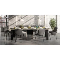 Table console extensible - DIAGONE - EXIT - Chene clair / Noir - Jusqu'a 14 couverts - 160/295 x 80 x 77 cm(m-2)