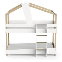 DEMEYERE Lits superposés TIMBER - 90 x 200 cm - Sommiers a lattes inclus - Bois et blanc(m-4)