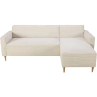 Canapé d'angle réversible - 3 places - BOB - Velours cotelé - Ecru - 197 x 138 x 65 cm(m-6)