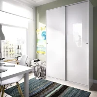 Armoire de chambre - Blanc - 2 portes coulissantes - 120 x 50 x 204 cm(m-3)