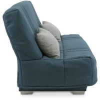 COMFORT BULTEX Banquette clic-clac - 3 places - Tissu bleu + Coussins déco gri(m-4)