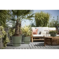 ELHO Pot de fleurs rond Greenville 30 - Extérieur - Ø 29,5 x H 27,8 cm - Vert feuille(m-6)
