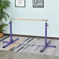 HOMCOM Gymnastiek-Turnrek, Rekstang, 13 in hoogte verstelbaar, tot 75 kg belastbaar, Staal, Beukenhout, Paars(m-11)