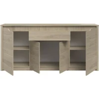 Ensemble Table basse avec coffre, Meuble Tv et Buffet - BETTY - Panneau de particules - Décor Chene - PARISOT(m-3)